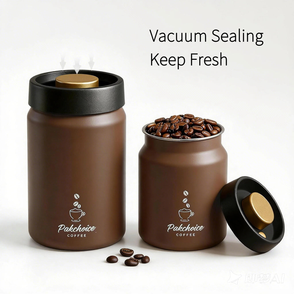 Vacuum Coffee Bean Storage Container Stainless Steel Airtight Canister Light-proof Tea Spice Food Storage Jar Kitchen Tool