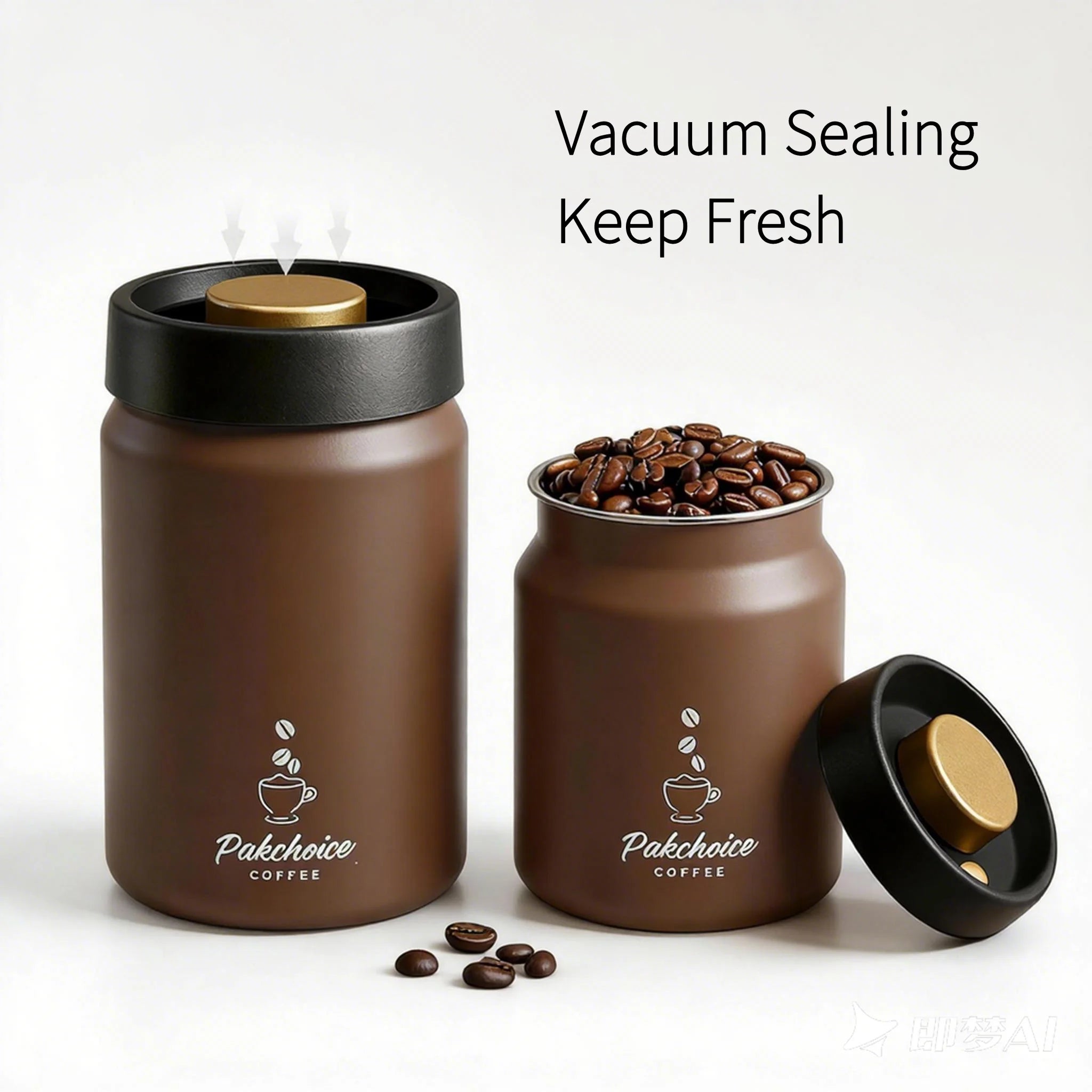 Vacuum Coffee Bean Storage Container Stainless Steel Airtight Canister Light-proof Tea Spice Food Storage Jar Kitchen Tool