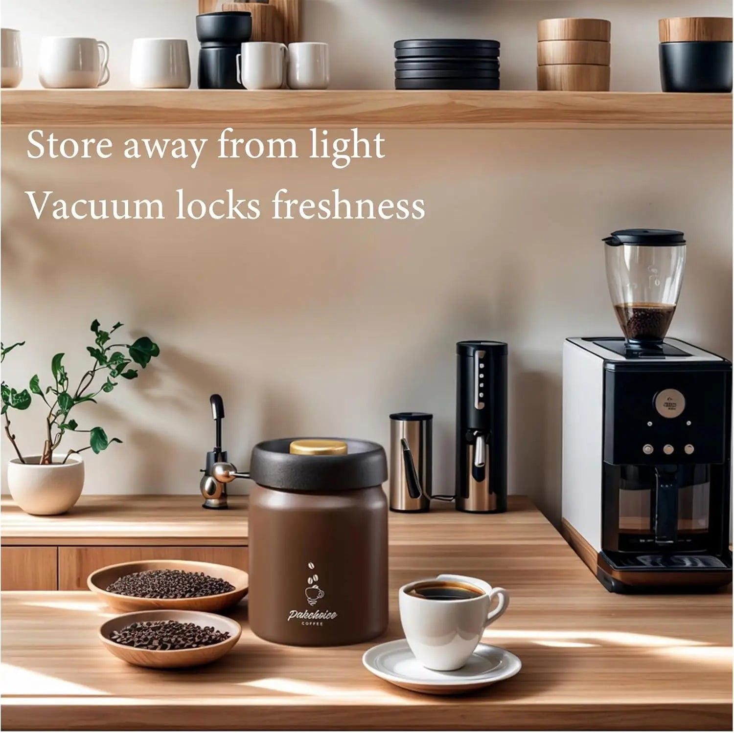Vacuum Coffee Bean Storage Container Stainless Steel Airtight Canister Light-proof Tea Spice Food Storage Jar Kitchen Tool